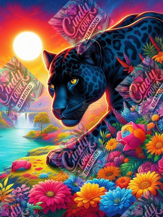 Panthère en Terre des Merveilles 60x80 cm