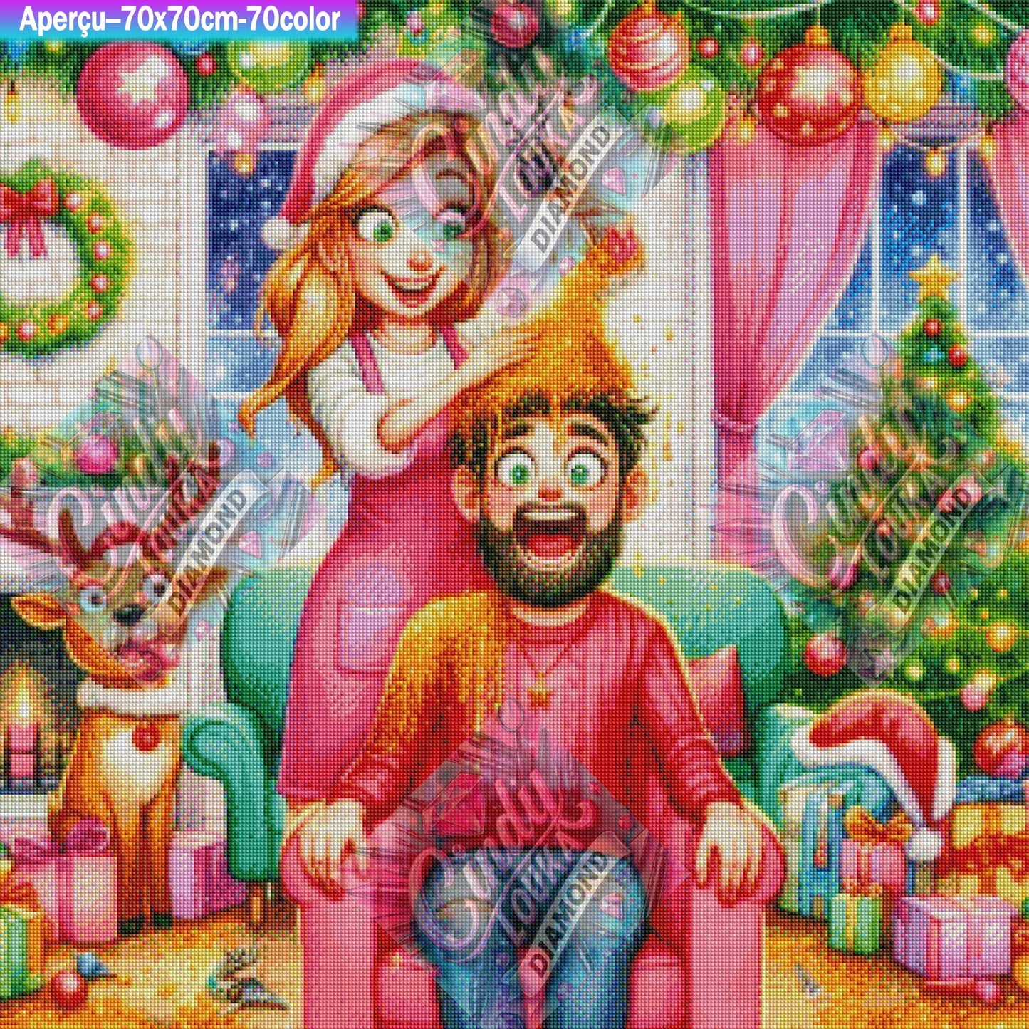 Tempêtes de Paillettes chez le Coiffeur 70x70 cm