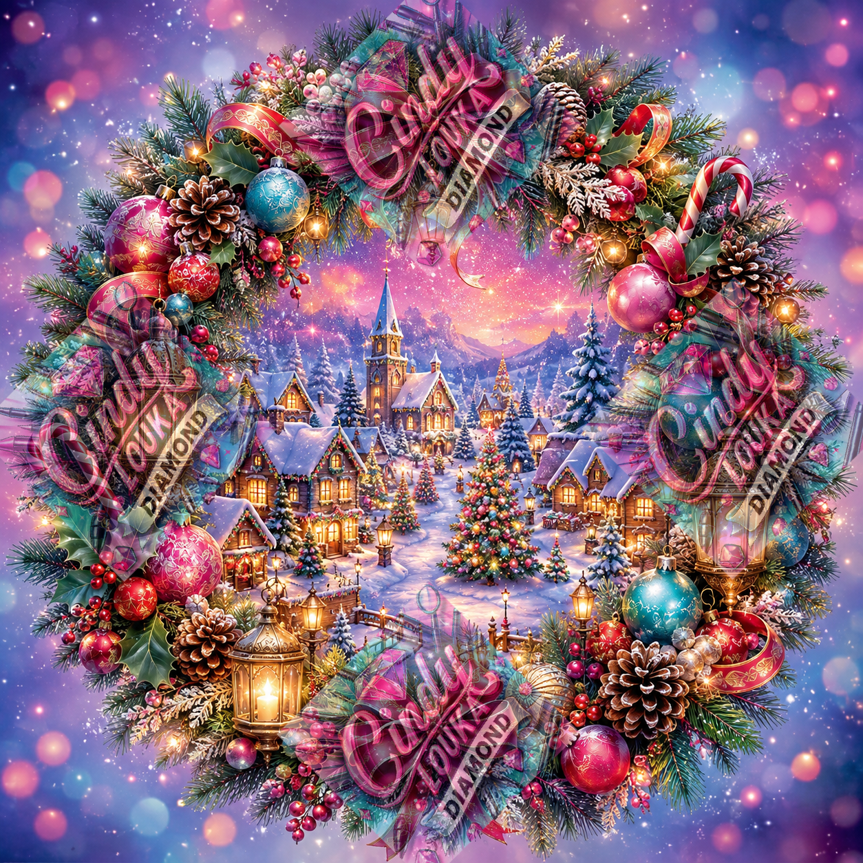 Noël Scintillant 70x70 cm