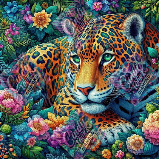 Le Jaguar aux Yeux de Forêt 70x70 cm