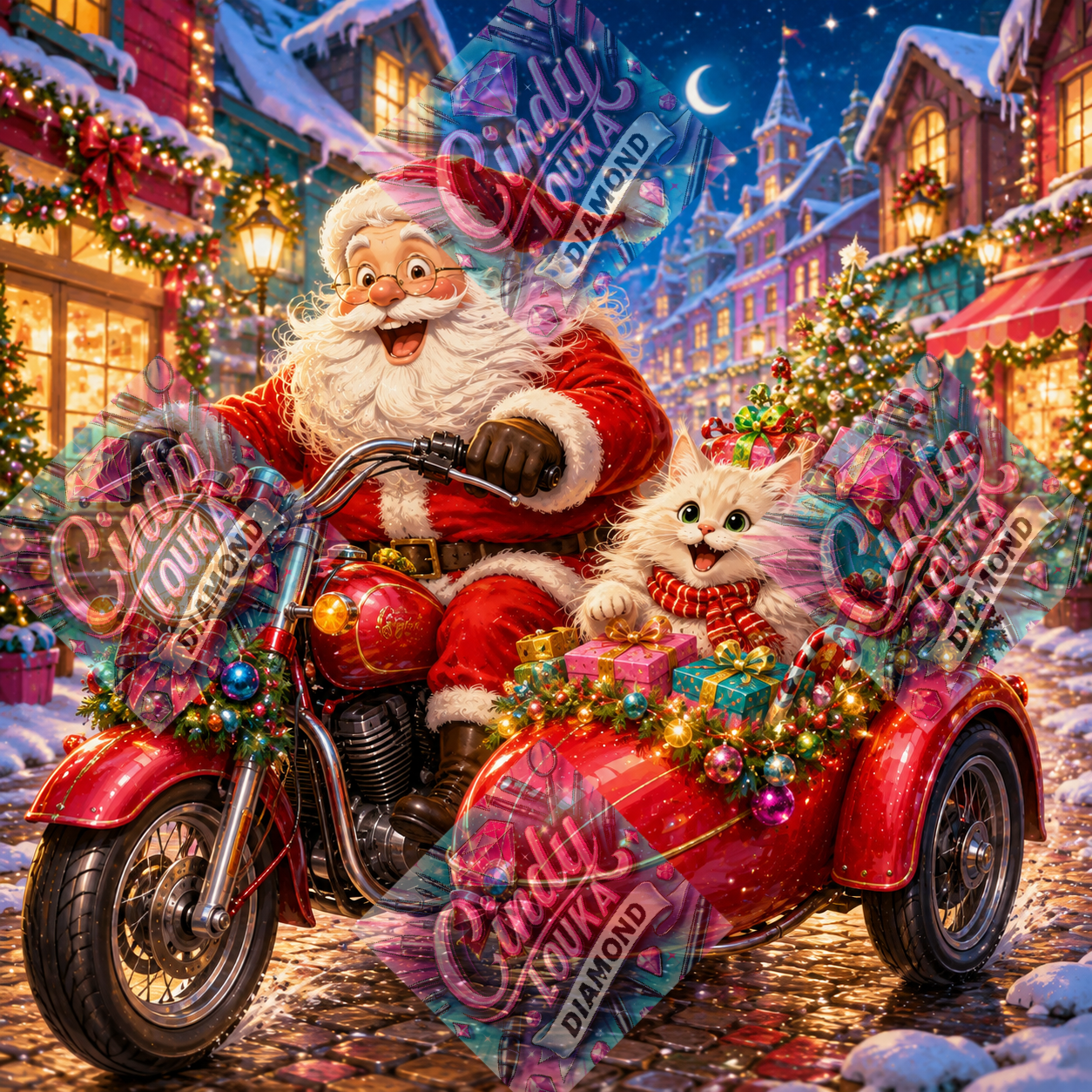 Noël sur les chapeaux de roues !!! 80x80 cm