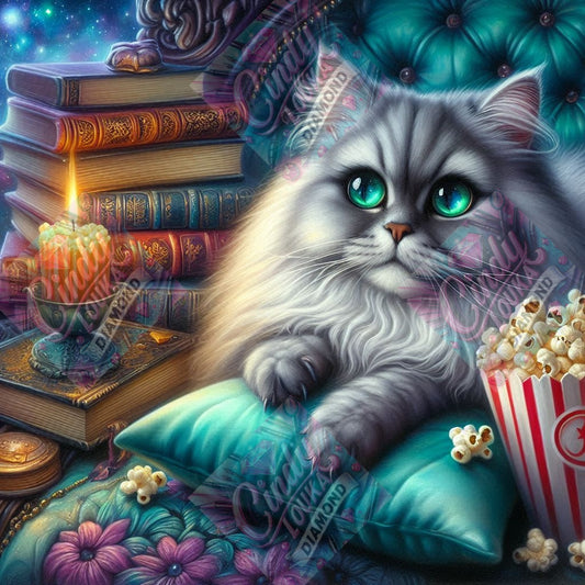 Chat Persan aux Yeux Émeraude 60x60 cm