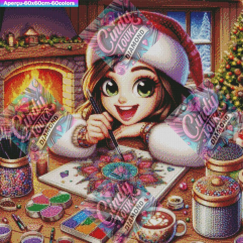 Création Sucrée pour un Noël Enchanté 60x60 cm