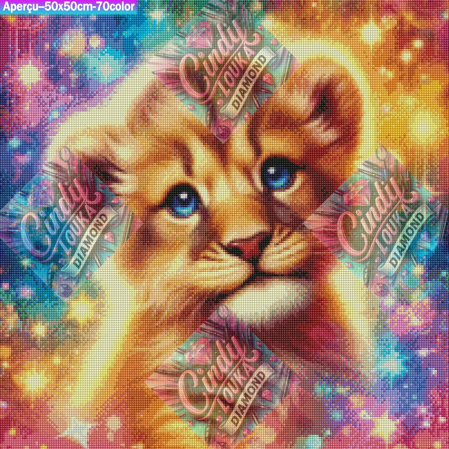 Lionceau aux Mille Reflets 50x50 cm
