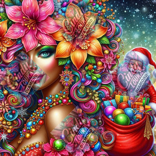 Féerie de Noël en Fleurs 80X80 cm