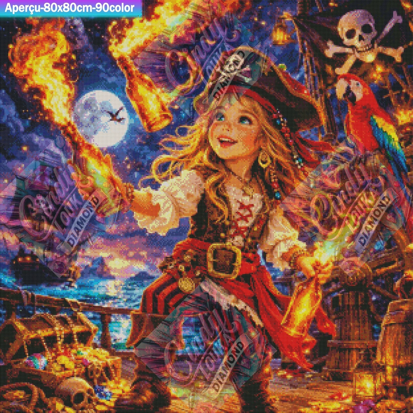 La Petite Pirate de Feu 80x80 cm