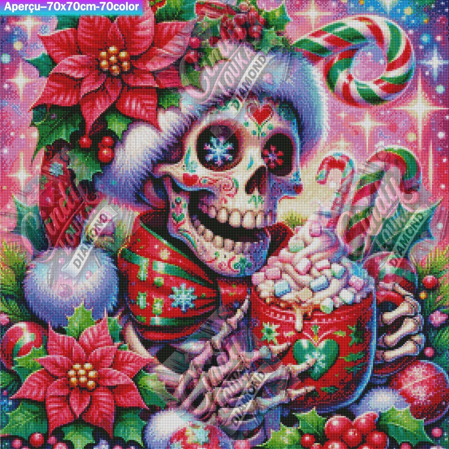 Squelettement Noël 70x70 cm