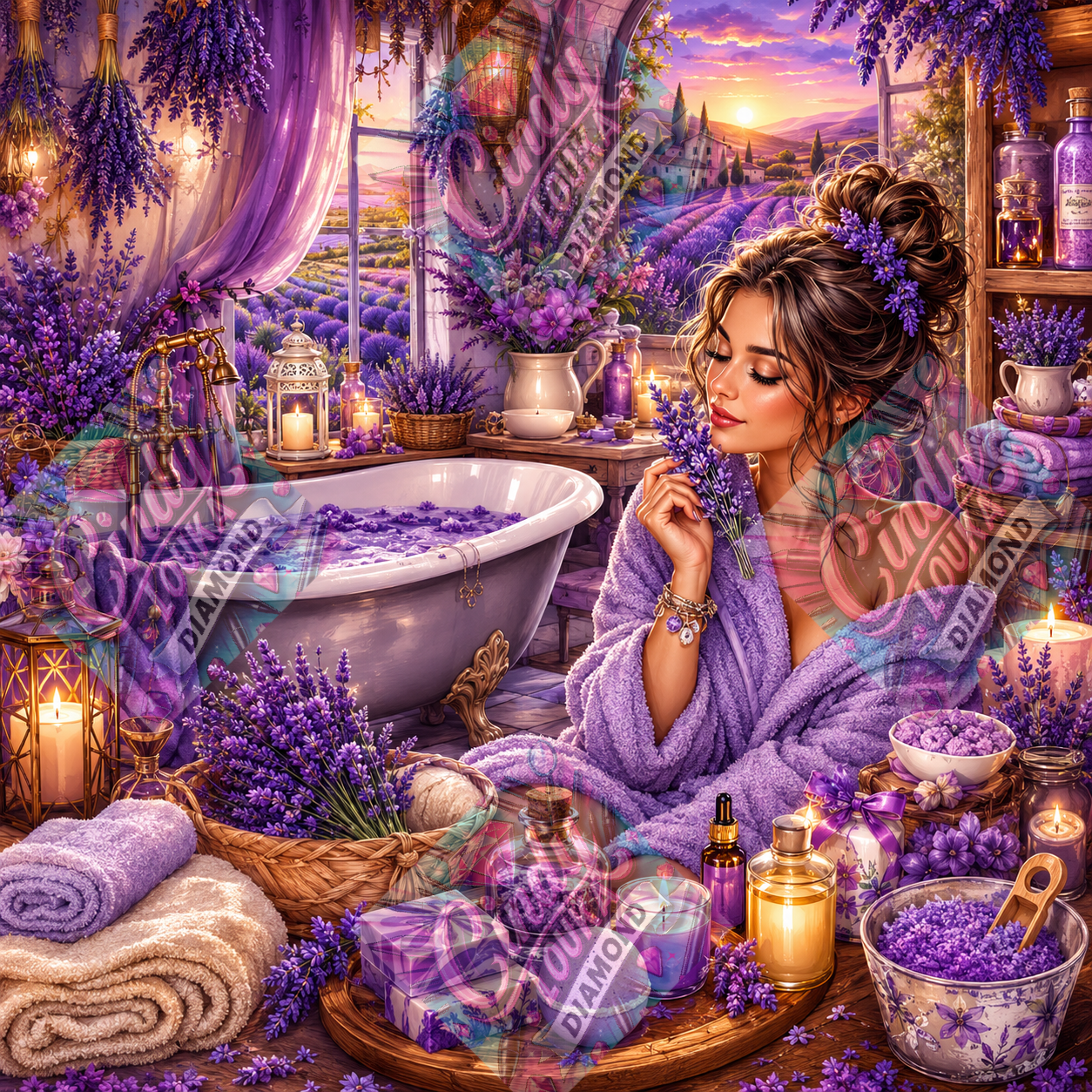 Lavande et Sérénité 80x80 cm