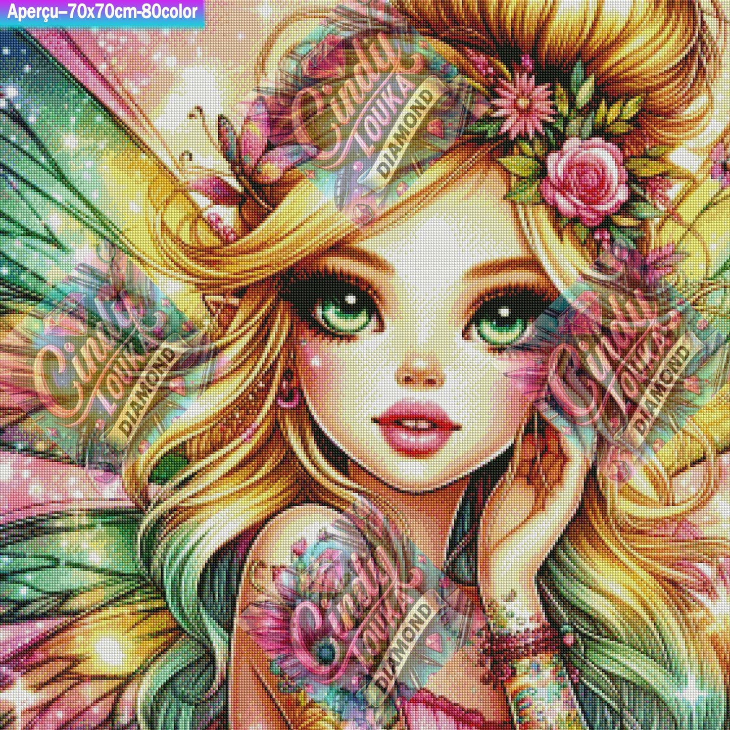 La Fée Aux Pétales d'or 70x70 cm