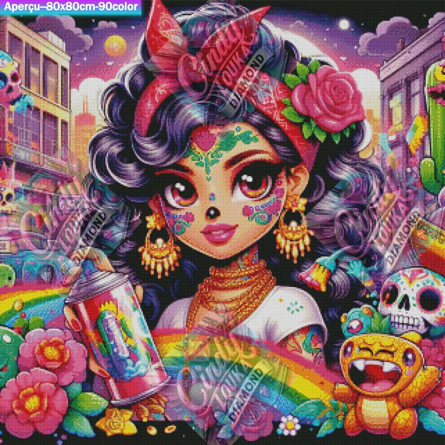 Graffitis de Catrina 80X80 cm