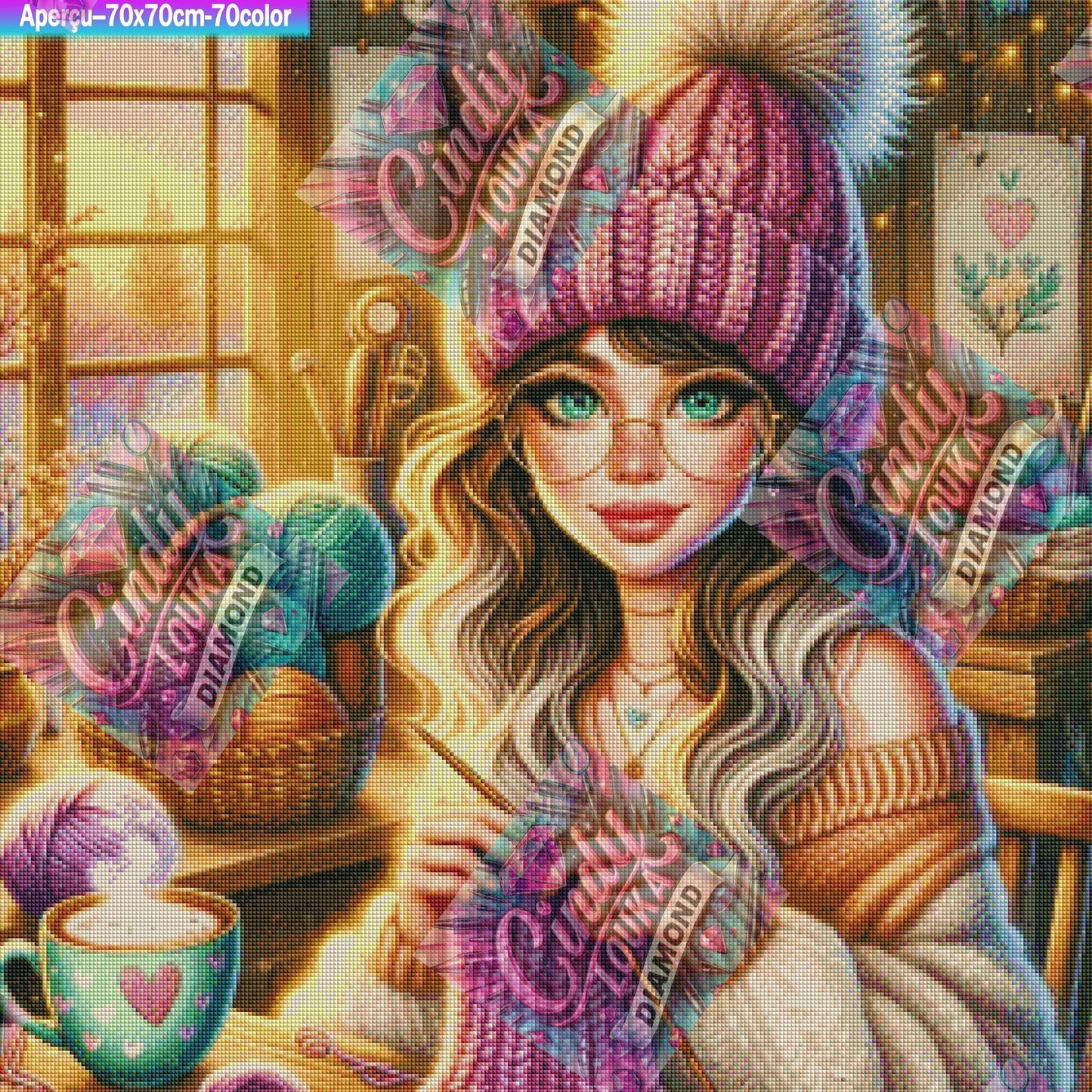 Café, Tricot et Merveille 70x70 cm
