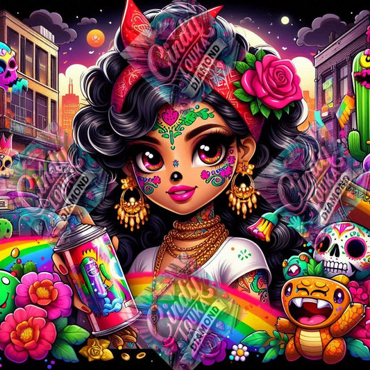 Graffitis de Catrina 80X80 cm