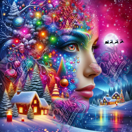 Féerie de Noël  80X80 cm