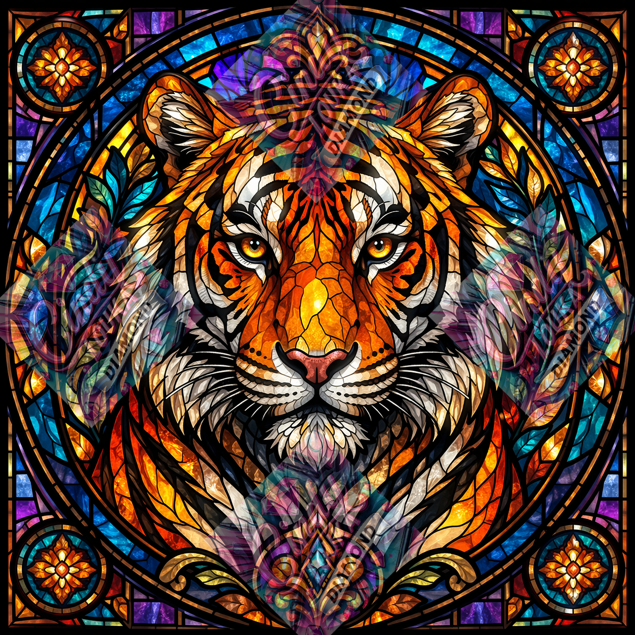 Sous l Éclat du Tigre 80x80 cm