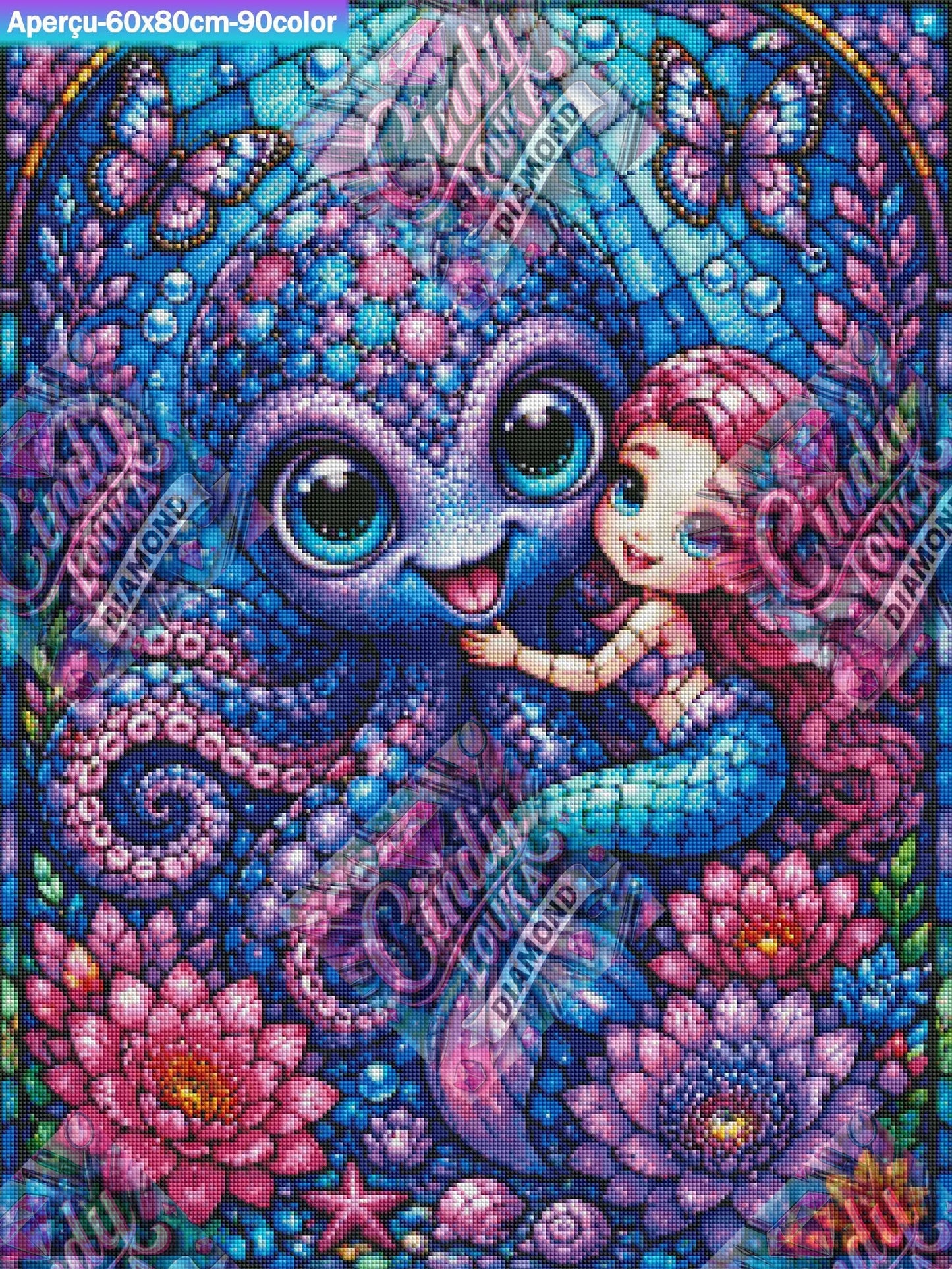 La Petite Sirène et son Poulpe Magique 60x80 cm