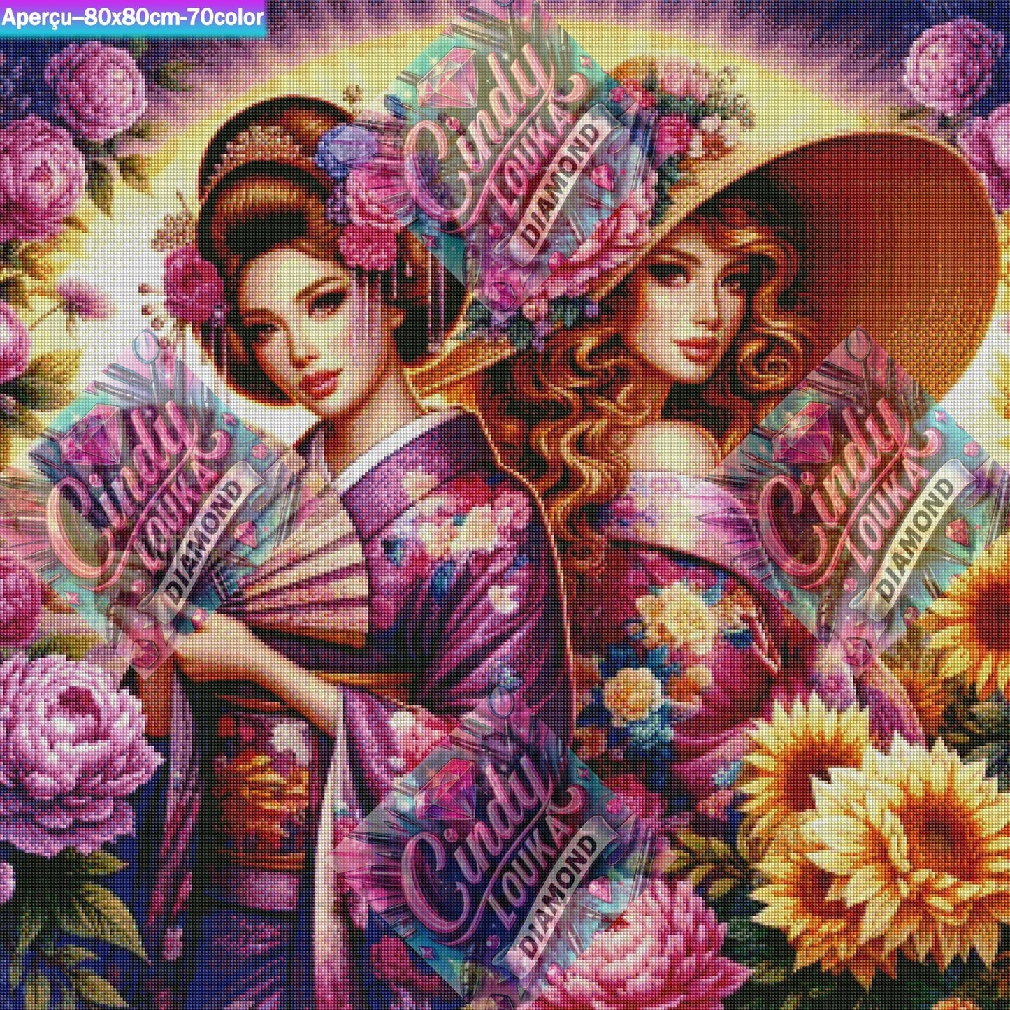Splendeur en kimono 80x80 cm