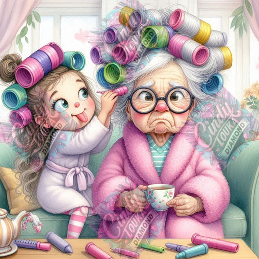 Salon de Beauté chez Mamie 60X60 cm