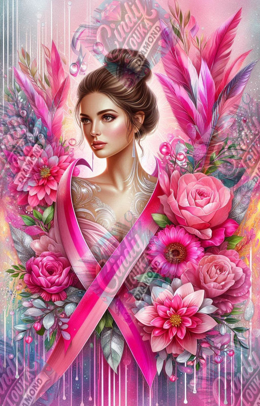 Au cœur Du Ruban Rose 60x80 cm