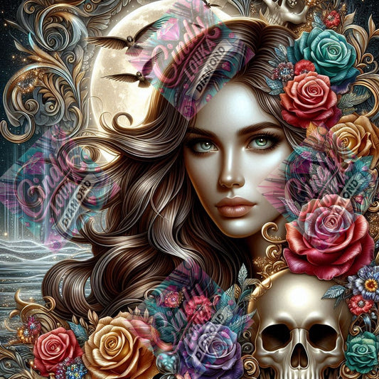 Lune, Fleurs & Mystère 80x80 cm