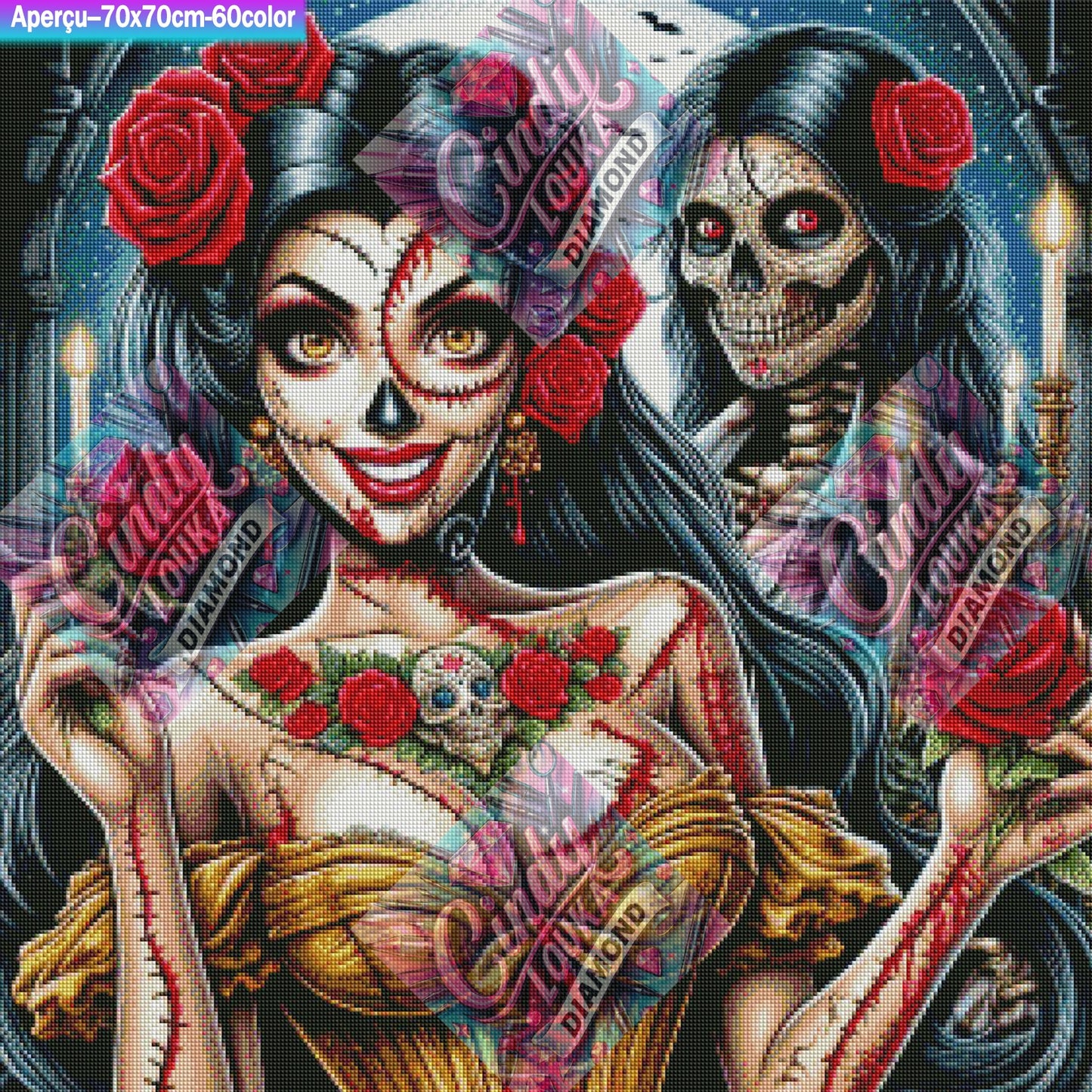 Beauté Cousue d'Ombre 70x70 cm