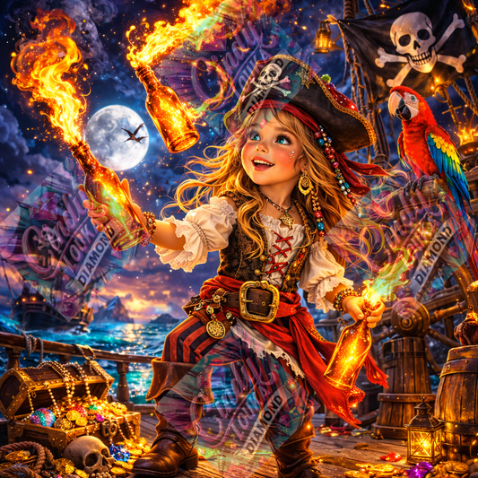 La Petite Pirate de Feu 80x80 cm