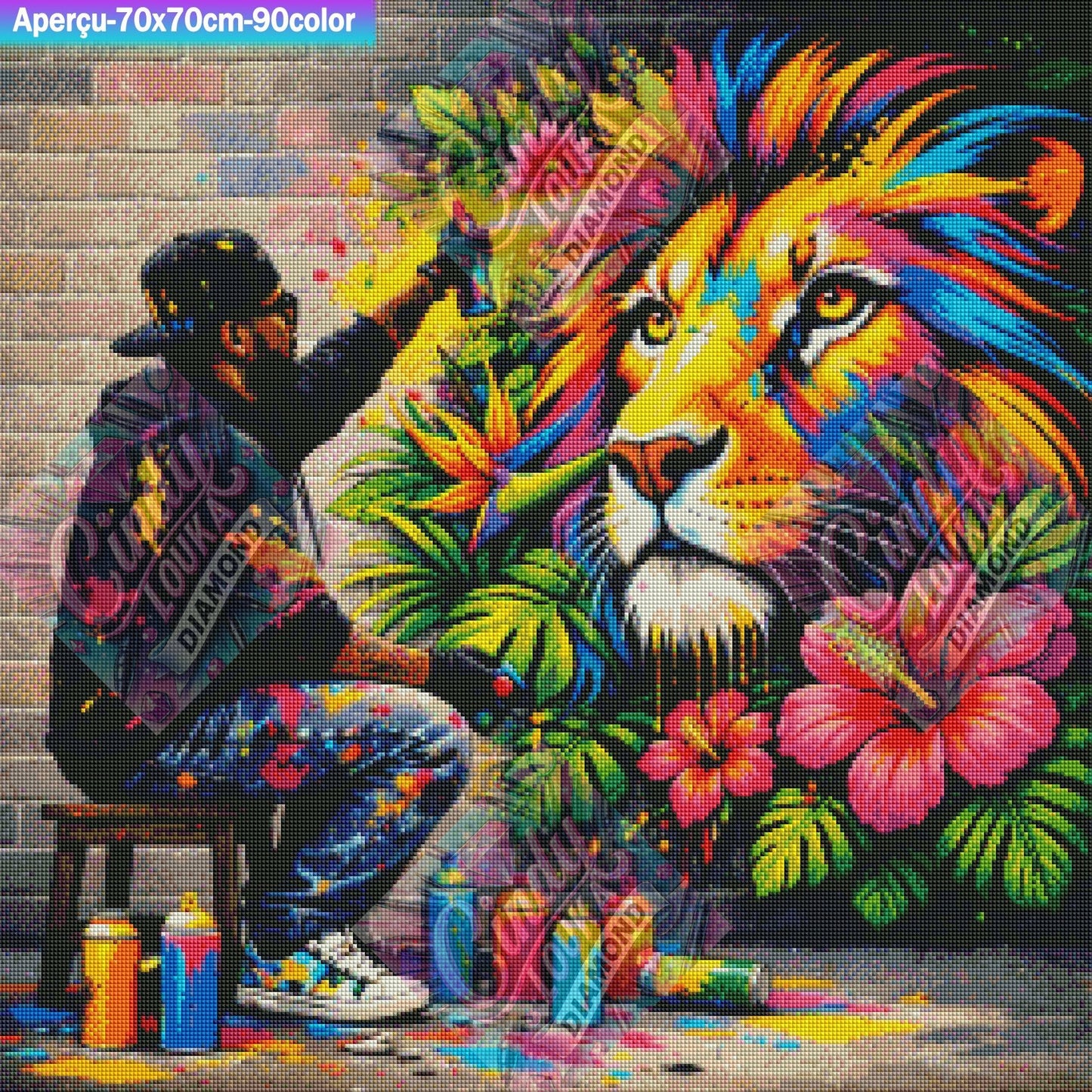 Le Roi de la Jungle Urbaine 70x70 cm