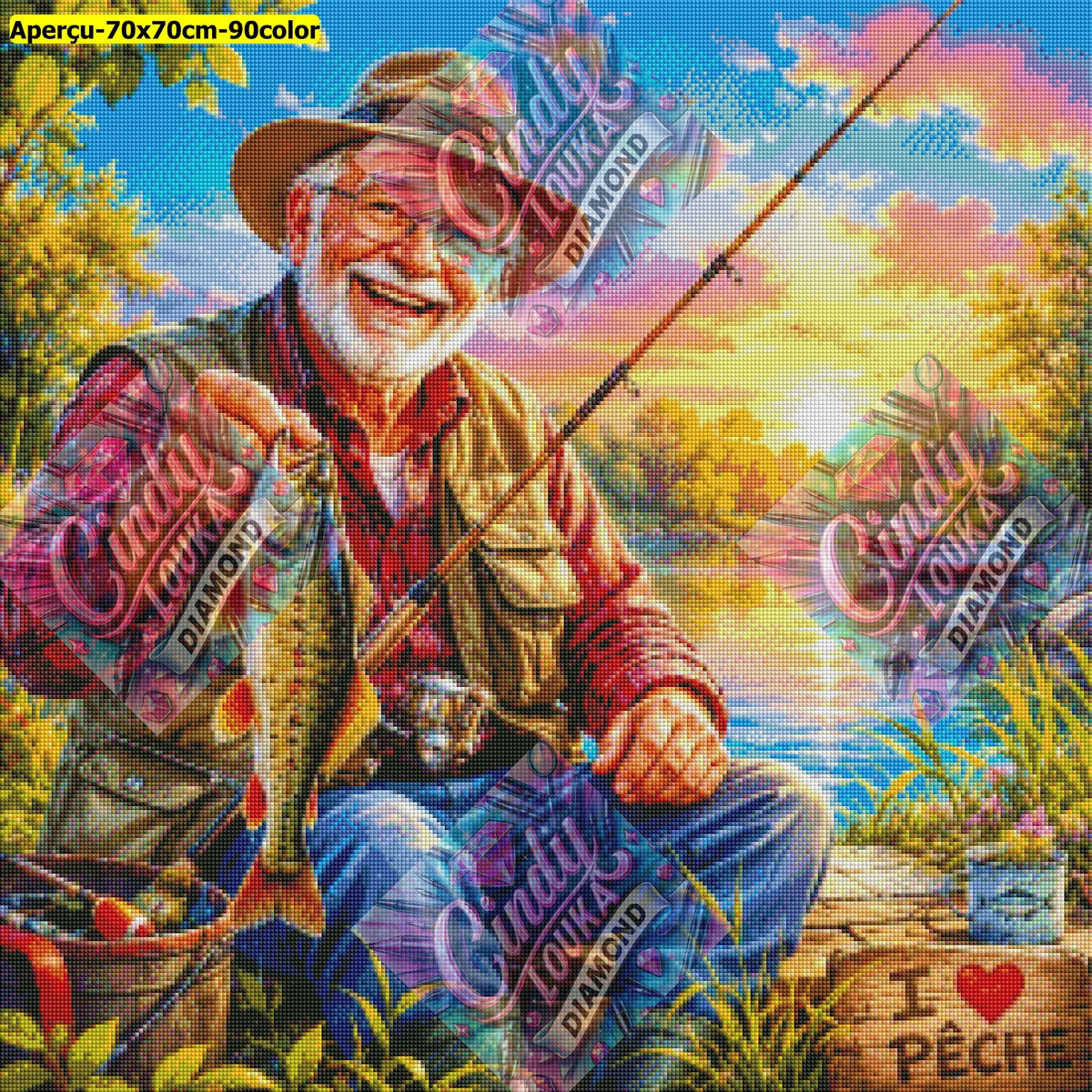 Les petits bonheurs de la pêche 70x70