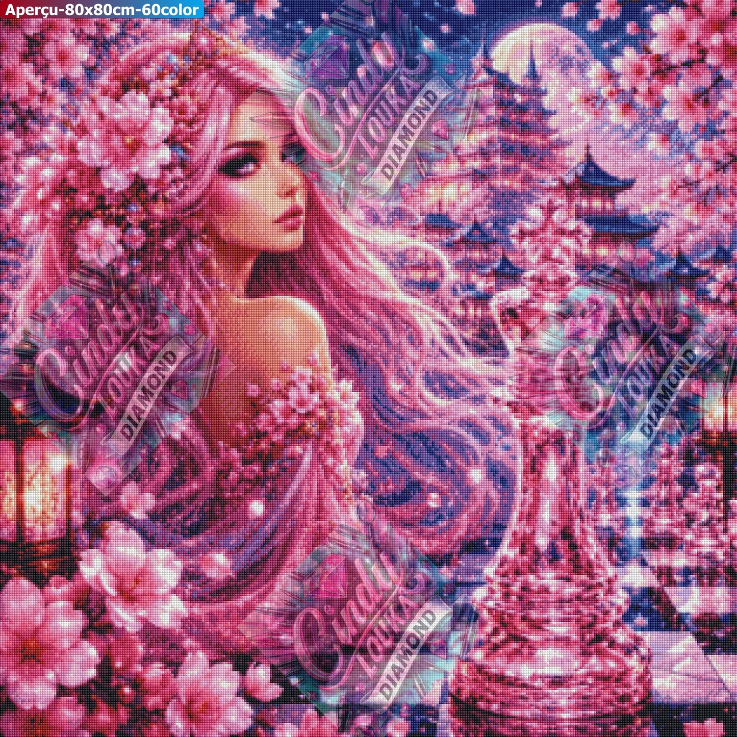 La Reine Sakura des Échecs 80x80 cm