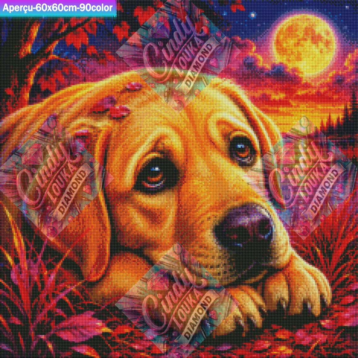 Memphis sous la Lune Flamboyante 60x60 cm