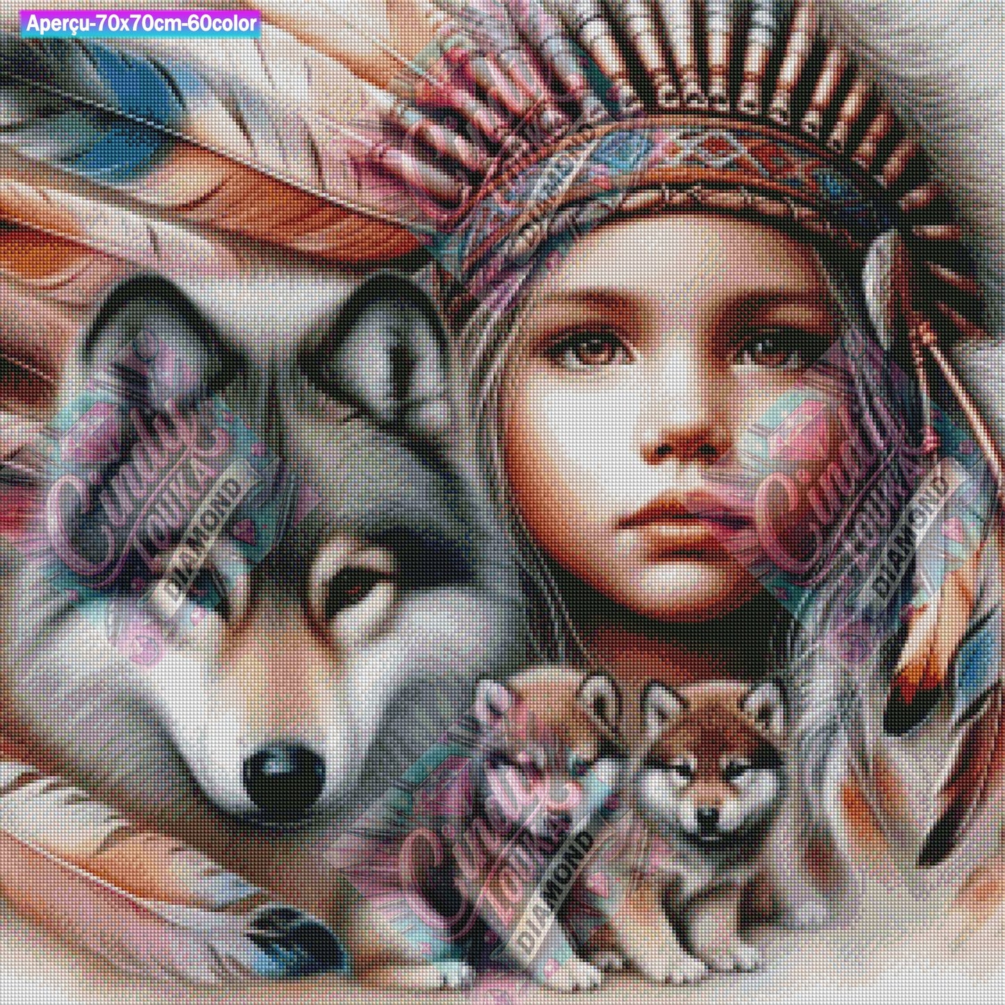 L'enfant des Loups 70x70 cm