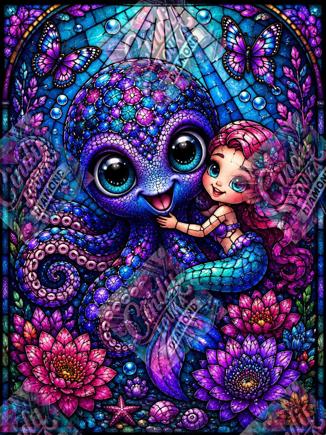 La Petite Sirène et son Poulpe Magique 60x80 cm