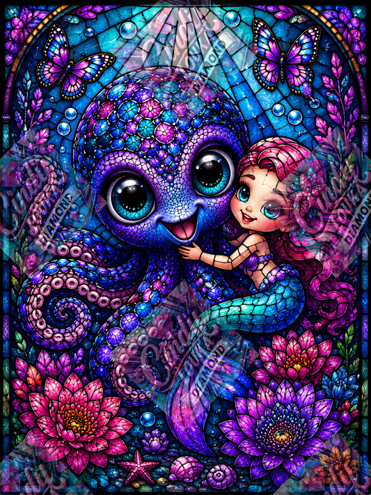 La Petite Sirène et son Poulpe Magique 60x80 cm