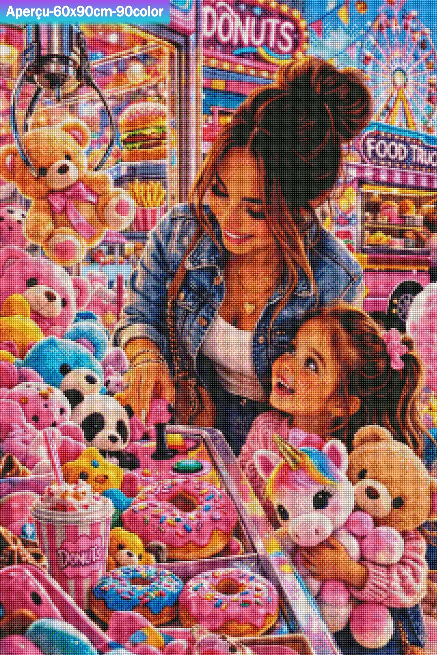 Donuts, peluches et sourires 60x90 cm