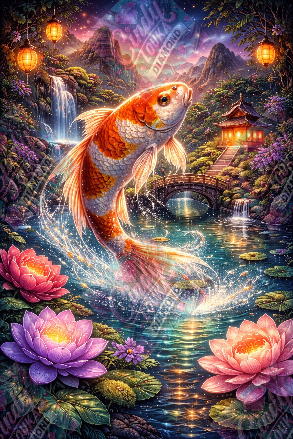 Sérénité du Koï Sacré 60x90 cm