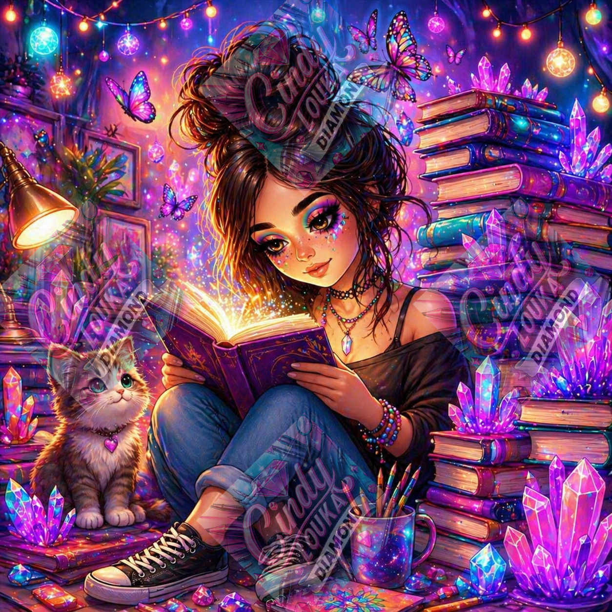 Juste Moi, mes Pensées et des Pages 70x70 cm