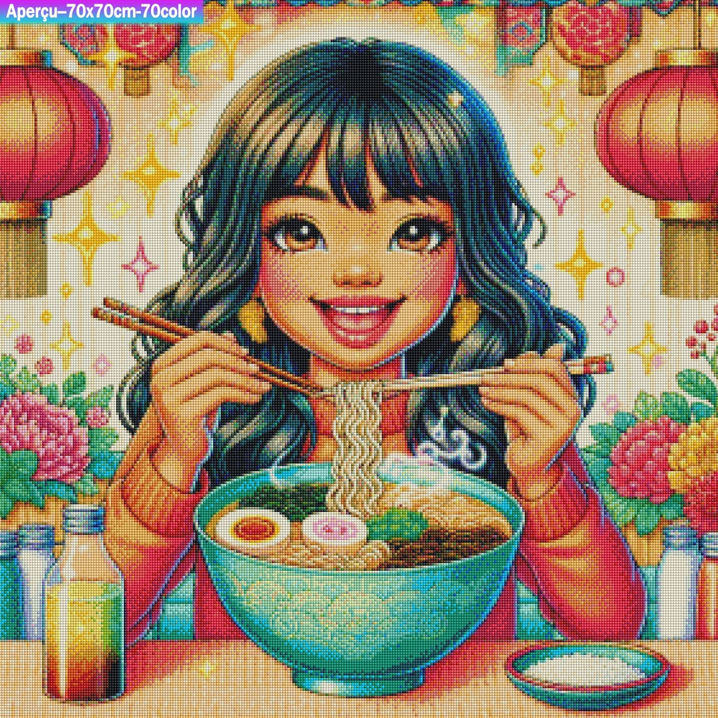 Petite Gourmande au Bol d’Or 70x70 cm