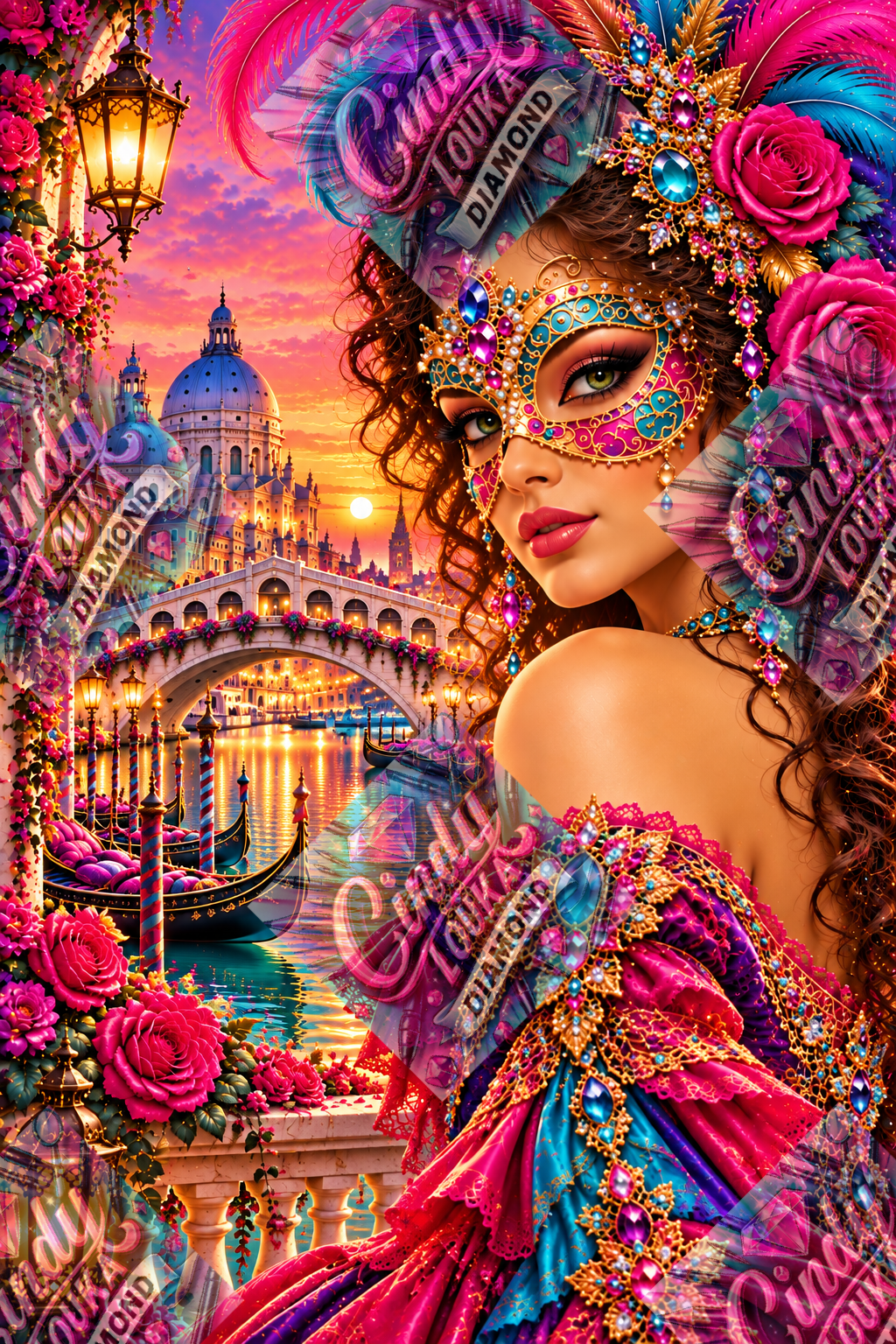 La Belle Masquée de Venise 60x90 cm