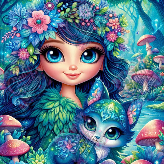 La Petite Fée des Champignons 70x70 cm