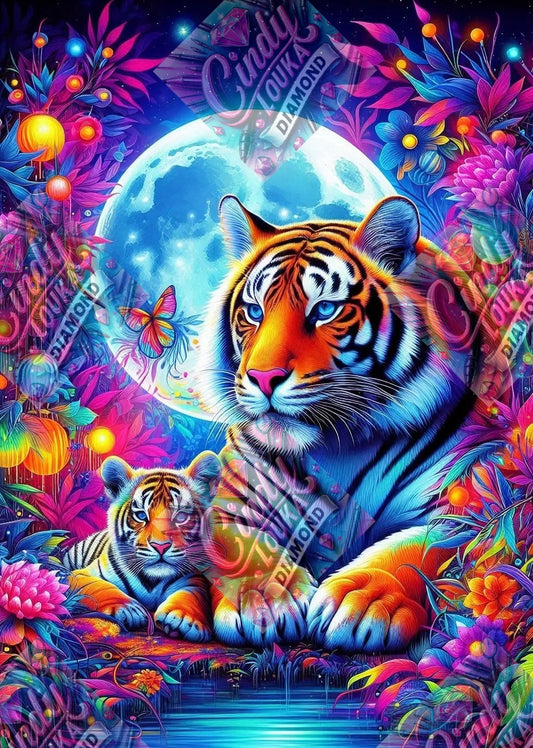 Sous La Lune des Tigres Rêves 60x80 cm