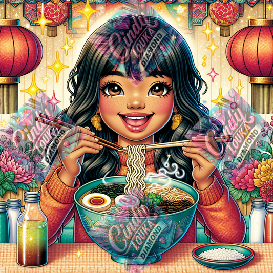 Petite Gourmande au Bol d’Or 70x70 cm