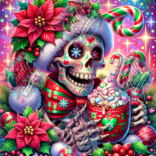 Squelettement Noël  70x70 cm