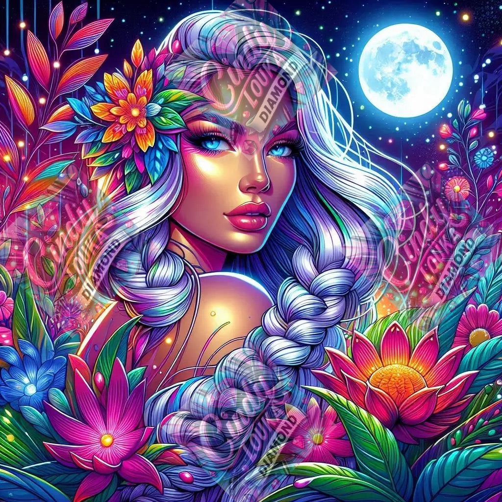 Déesse Aux Cheveux d Argent 70x70 cm