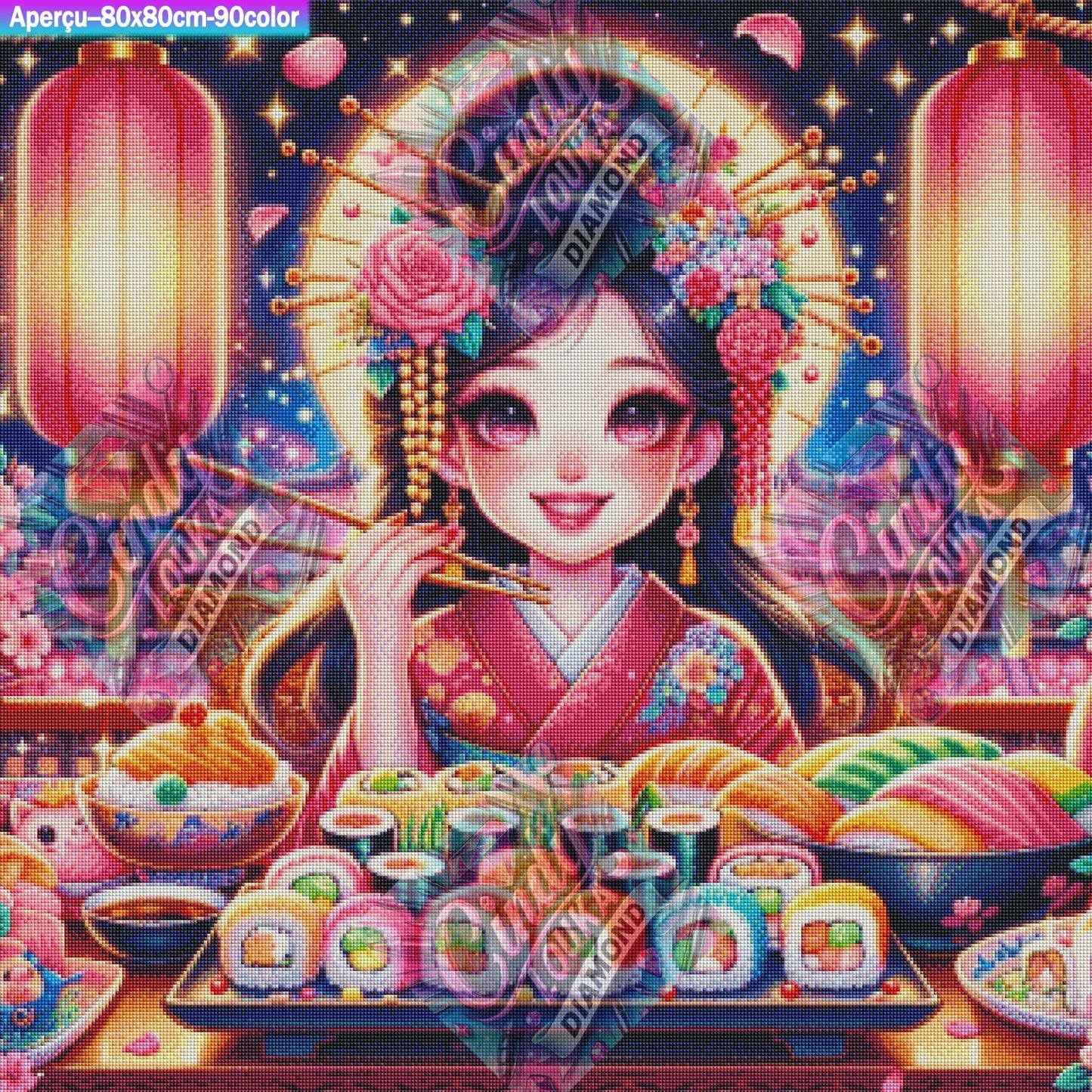 La Princesse des Sushis 80x80 cm