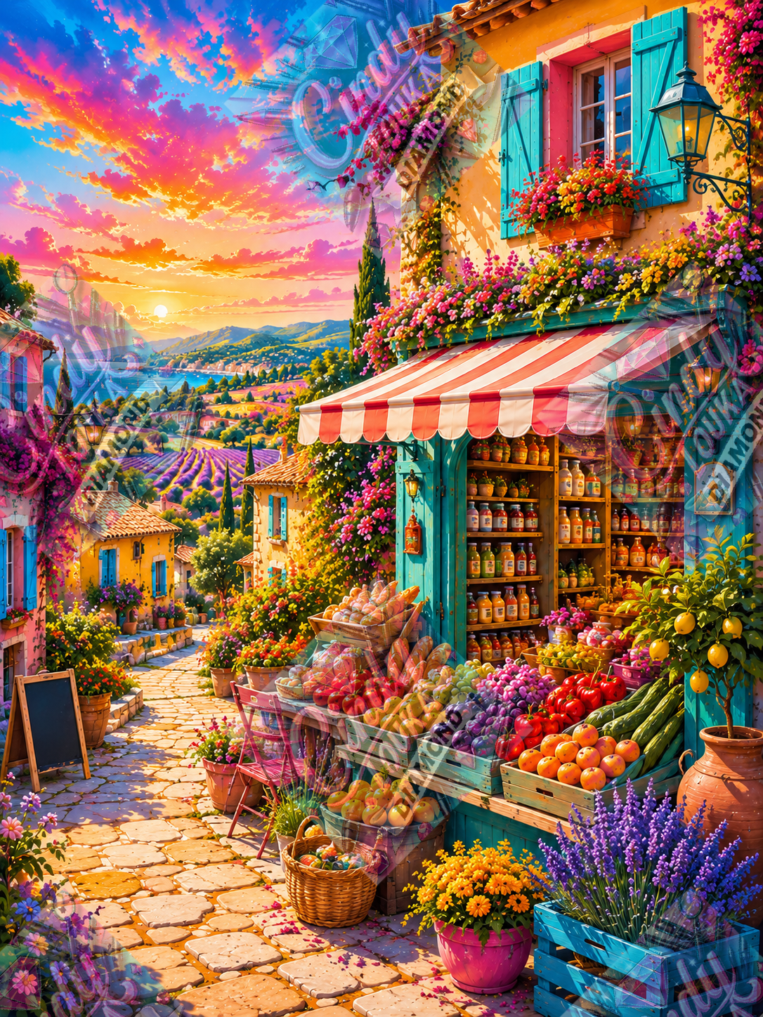 Le Village des Délices 60x80 cm