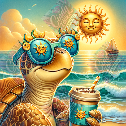 Soleil Plage et Carapace 50x50 cm