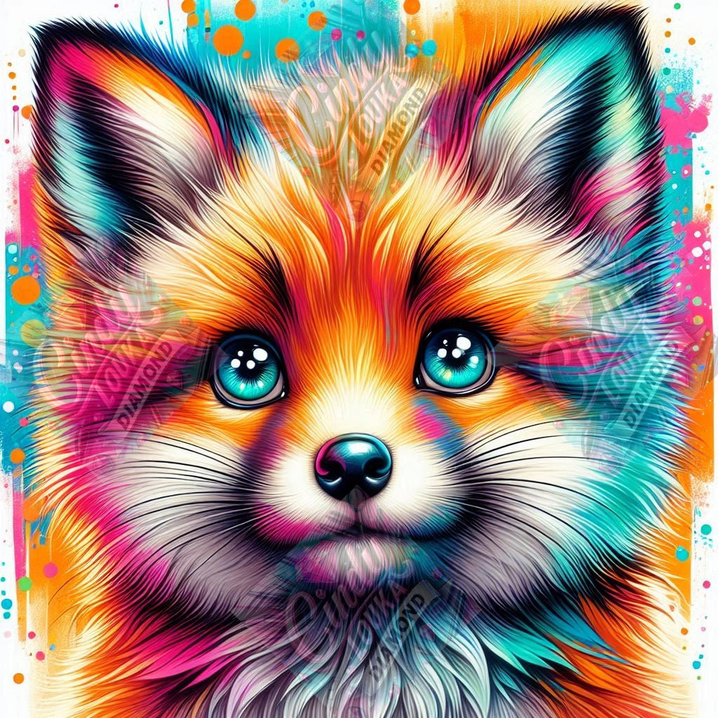 Regard Malicieux Du Renardeau 50x50cm