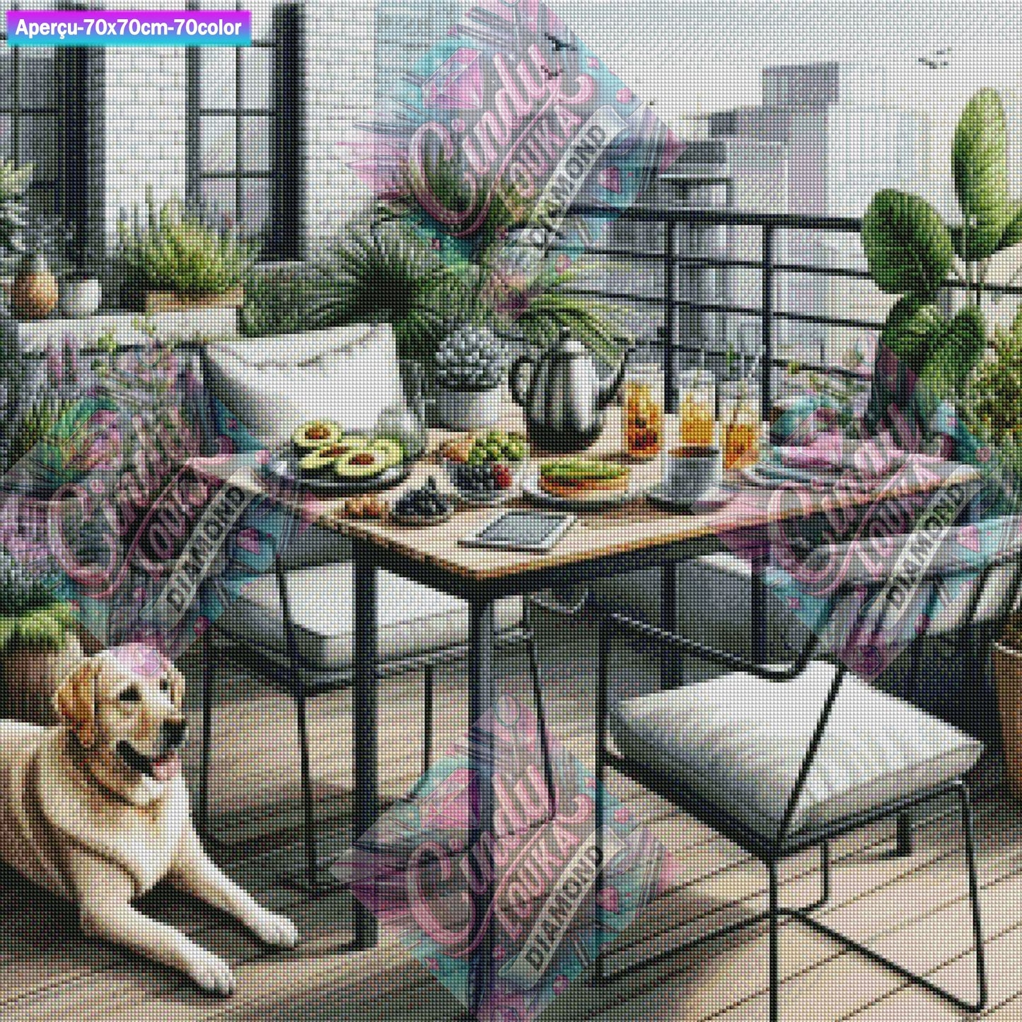 Brunch sur le Rooftop 70x70 cm