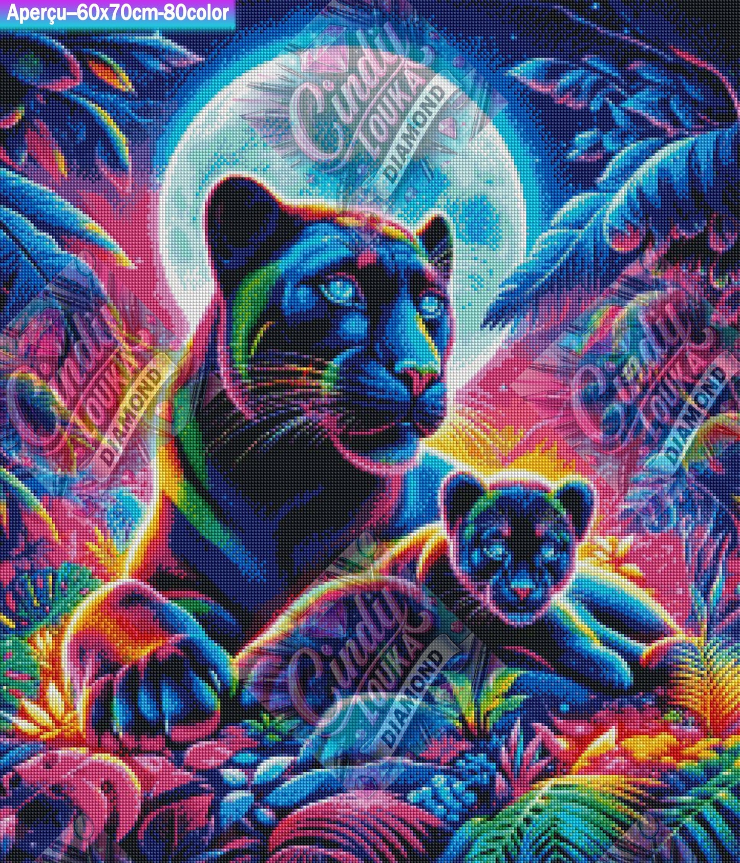 Lueur Féline dans la Jungle Électrique 60x70 cm