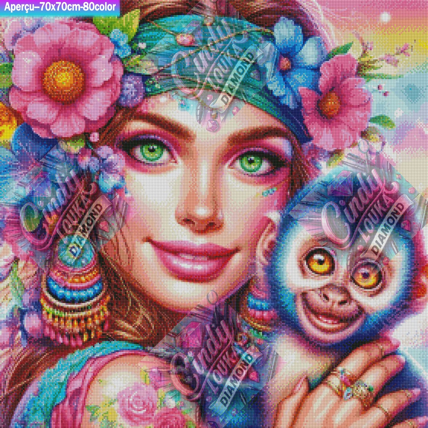 Cœur Sauvage et Sourire Tendre 70x70 cm