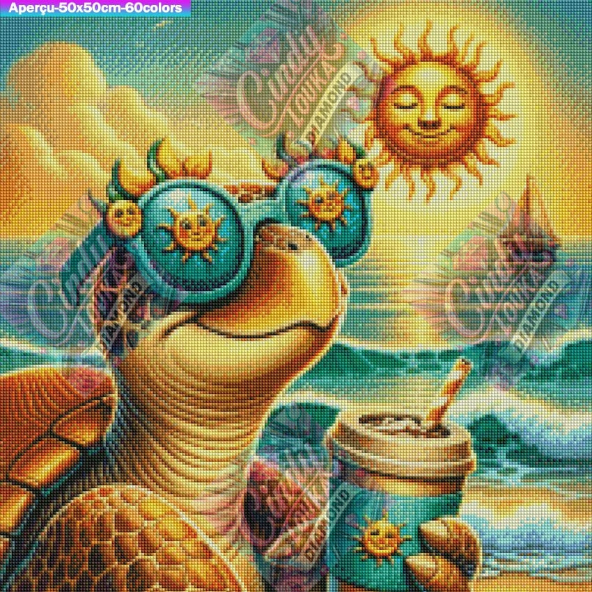 Soleil Plage et Carapace 50x50 cm